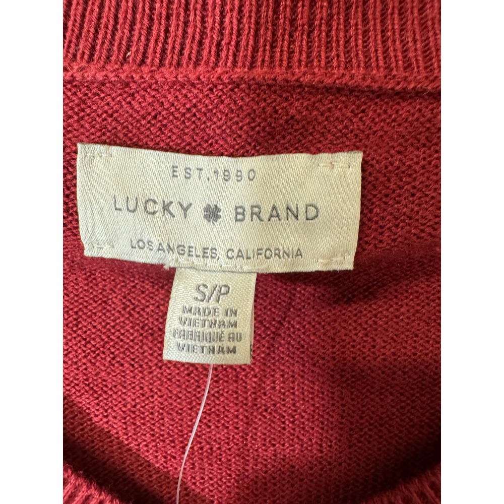 Lucky Brand Women's V-Neck Sweater in Deep Red - Picture 4 of 7